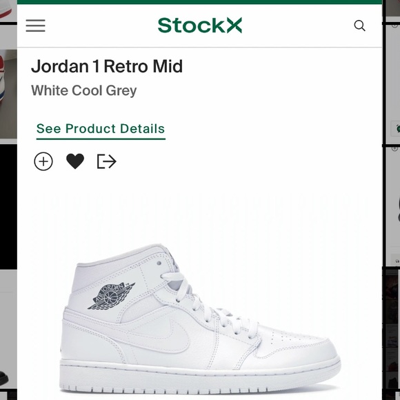 Jordan 1 Retro Mid - White Cool Grey - Picture 2 of 2